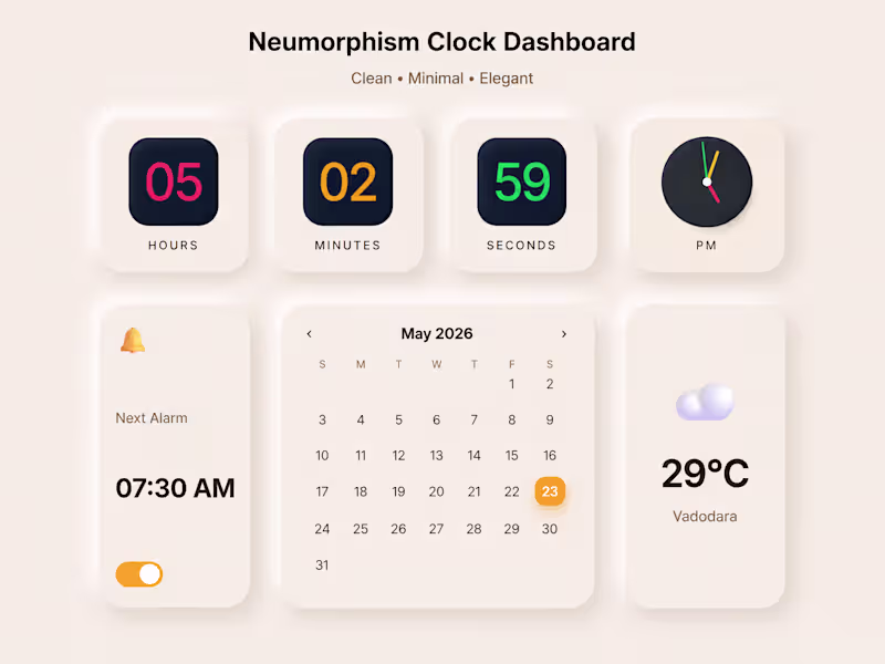 Cover image for Built a Neumorphic Clock Dashboard