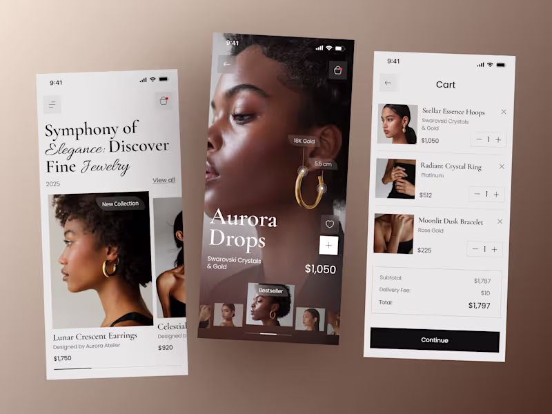 Cover image for Jewelry Shopping Mobile App UI Design