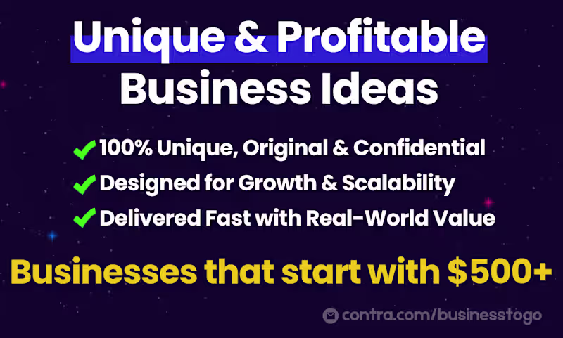 Cover image for Provide 3 unique and innovative business/startup ideas
