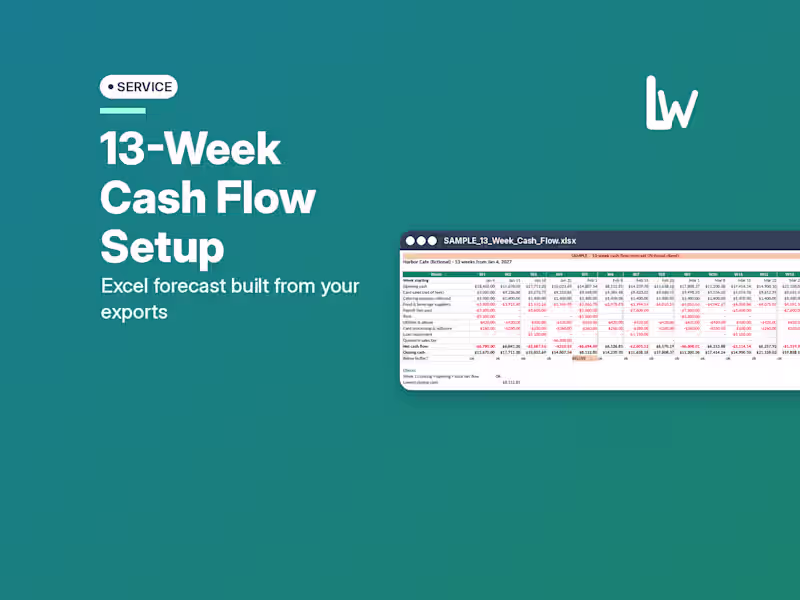 Cover image for 13-Week Cash Flow Forecast Setup | Excel Model