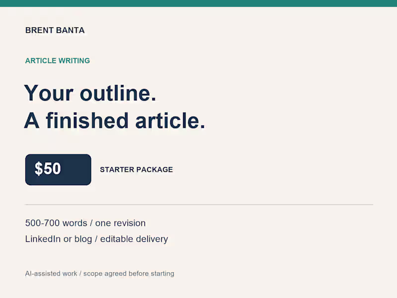Cover image for LinkedIn or Blog Article From Your Outline