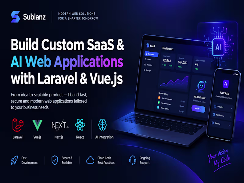 Cover image for Build Custom SaaS & AI Web Applications with Laravel & Vue.js