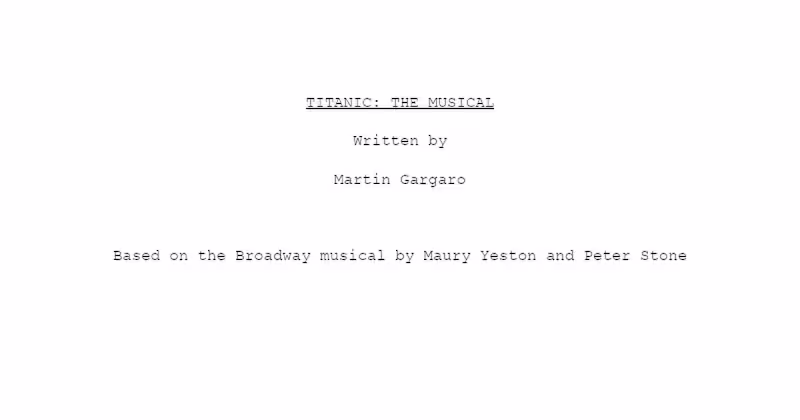 Cover image for Titanic: The Musical Screenplay Adaptation
