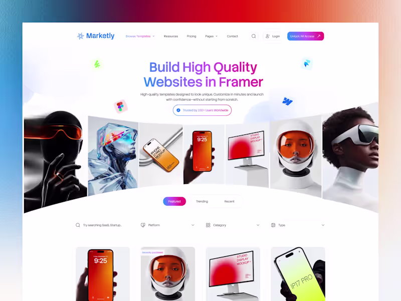 Cover image for Marketly — Digital Product Marketplace Free Framer Template 🎉