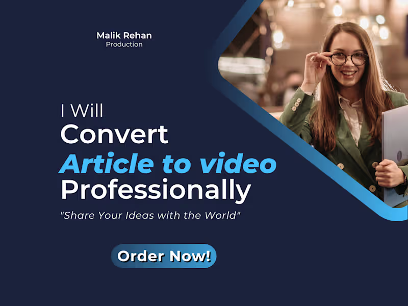 Cover image for Convert Article To Video, Article Writing, Video Editing, Ads