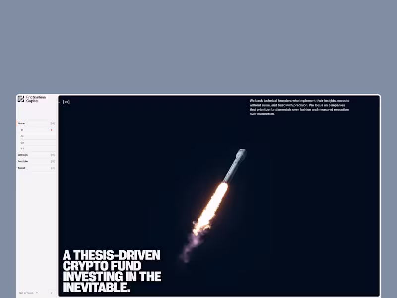 Cover image for Frictionless Capital: thesis-driven VC website
