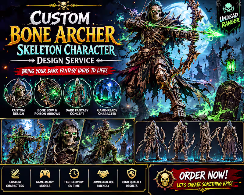Cover image for I Will Create a Custom Bone Archer Skeleton Character for Games