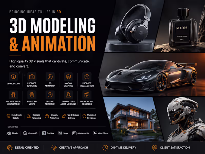 Cover image for 3D Modeling & Animation | Product Visualization & Motion