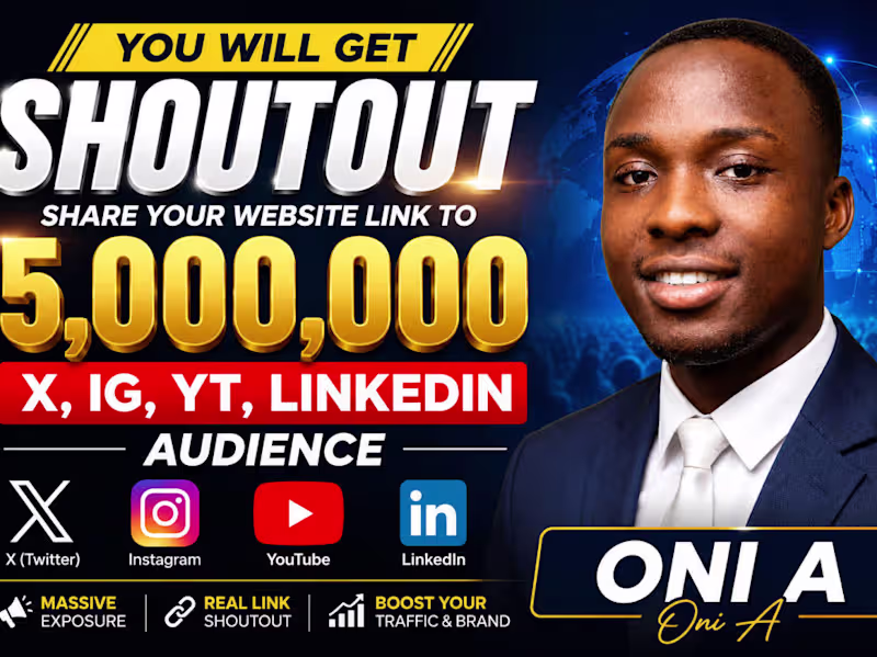 Cover image for Get Shoutout Share your Website Link to 5,000,000 X, IG, YT