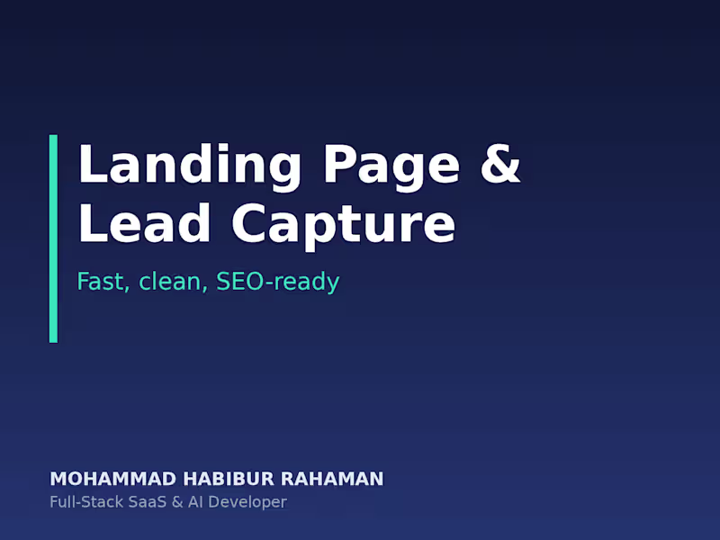 Cover image for Landing Page & Lead Capture Website