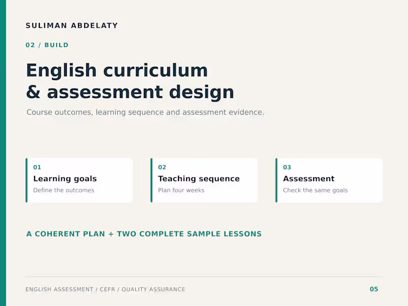 Cover image for English Course Curriculum & Assessment Design