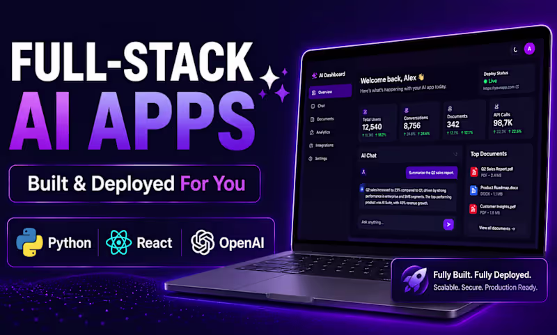 Cover image for Full-Stack AI Web App or AI Integration Into Your Software