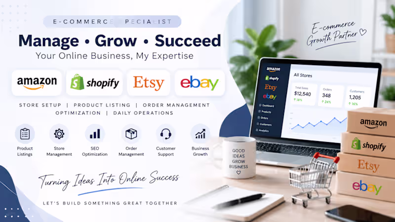Cover image for E-commerce Specialist helping businesses manage and grow.