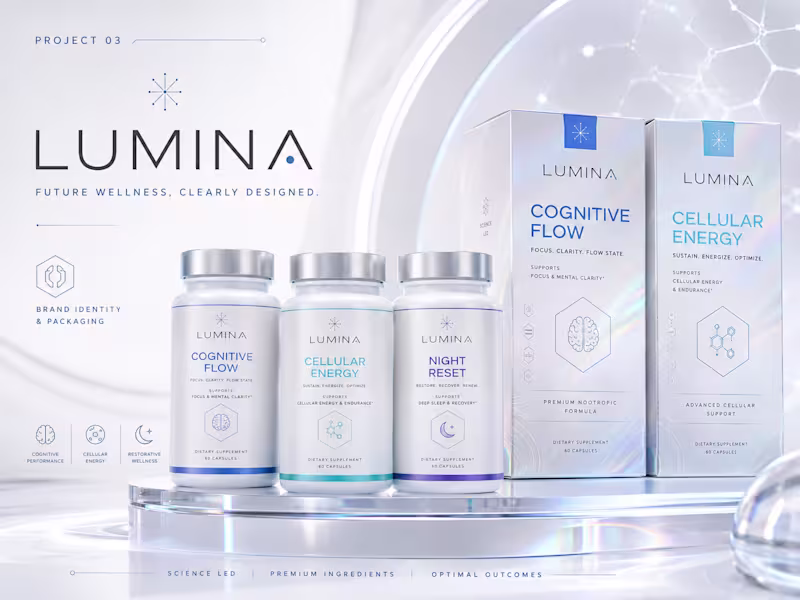Cover image for LUMINA — Futuristic Supplement Branding