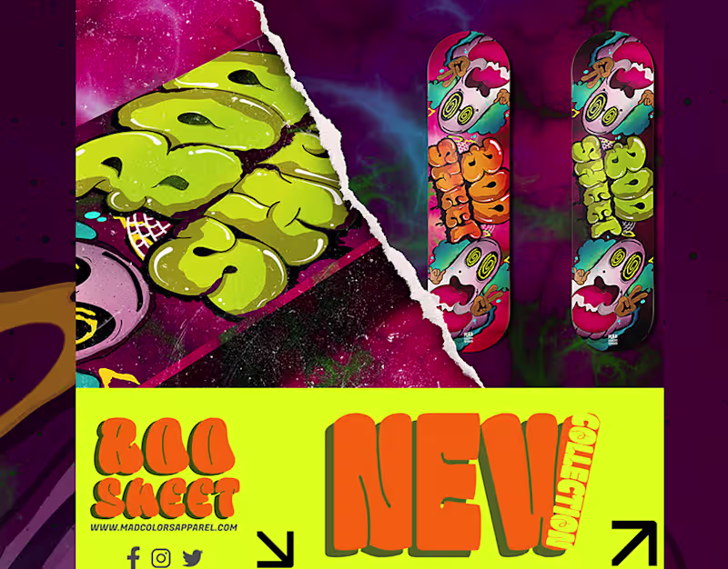 Cover image for Boo Sheet | Deck Illustration | skateboard design :: Behance