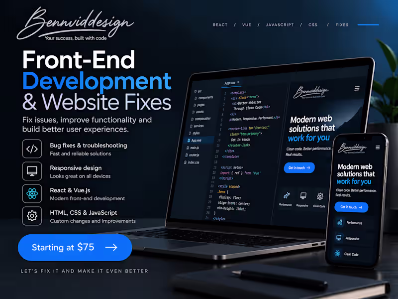 Cover image for Front-End Development & Website Fixes