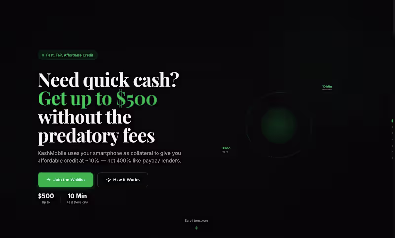 Cover image for KashMobile — Investor Fundraising Website