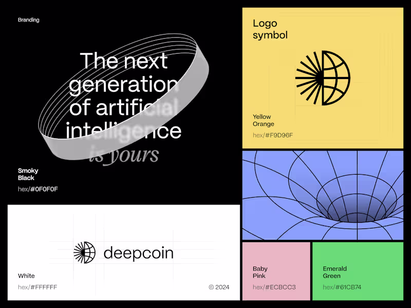 Cover image for Deepcoin. AI startup branding