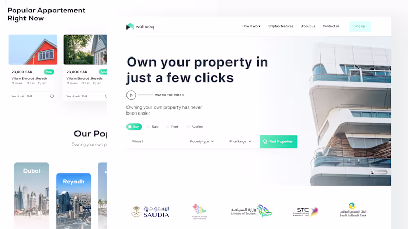 Cover image for Watheeq Website Design: Intuitive Design Meets Dream Homes