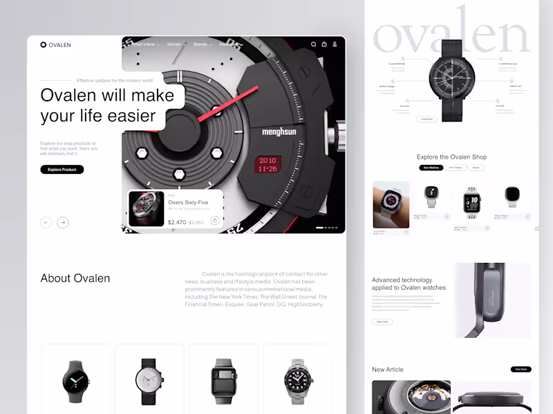 Cover image for Ovalen - Ecommerce Landing Page