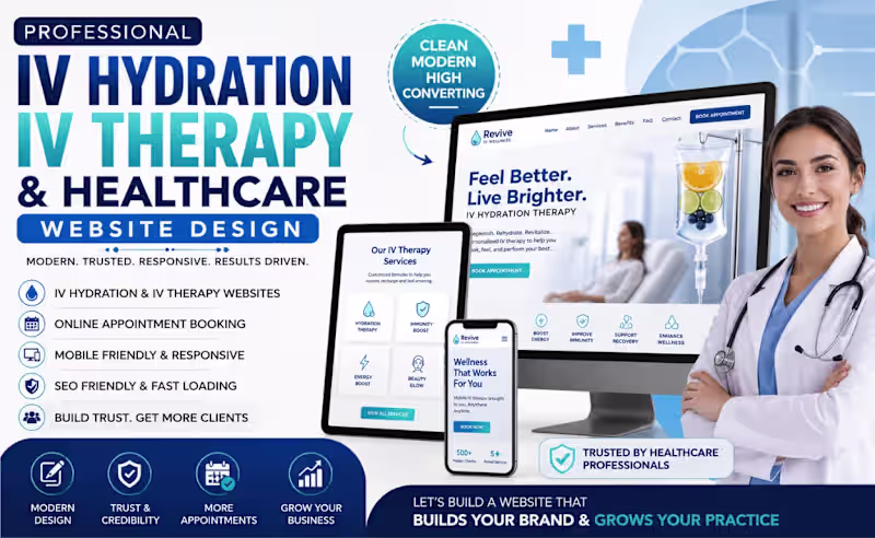 Cover image for  iv hydration website, iv therapy website,  healthcare website