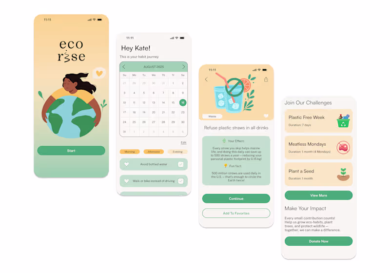 Cover image for Ecorise is a concept eco-lifestyle app designed to help user...
