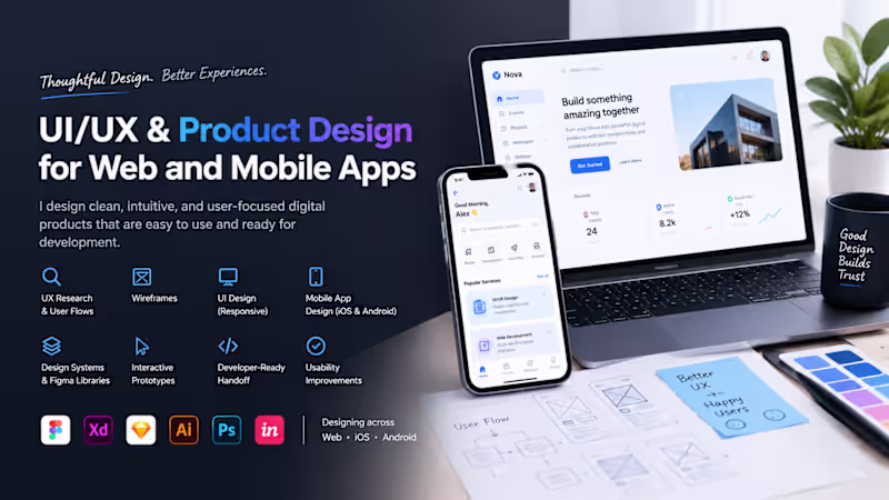 Cover image for UI/UX & Product Design for Websites, Mobile Apps & SaaS