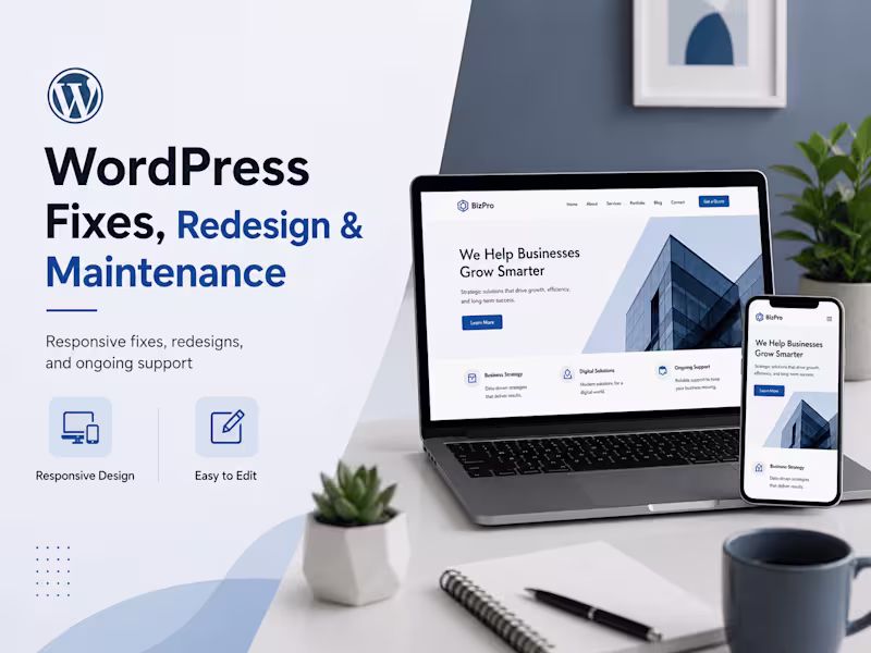 Cover image for WordPress Fixes, Redesign & Maintenance