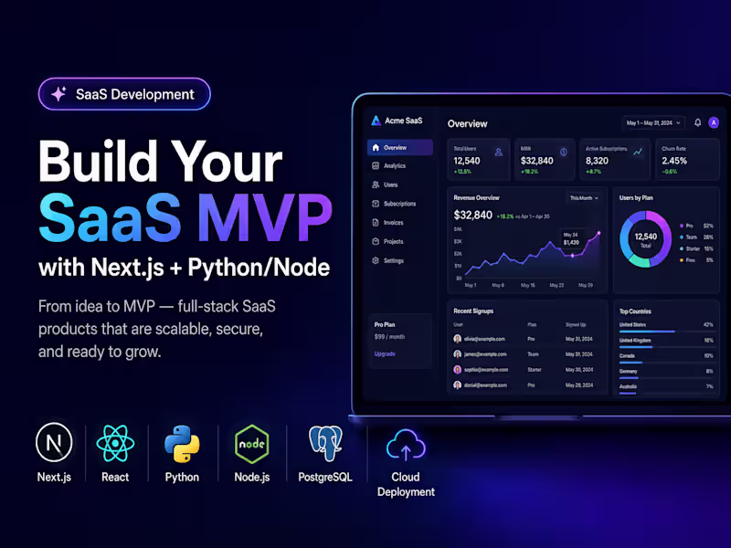 Cover image for Build Your SaaS MVP with Next.js + Python/Node