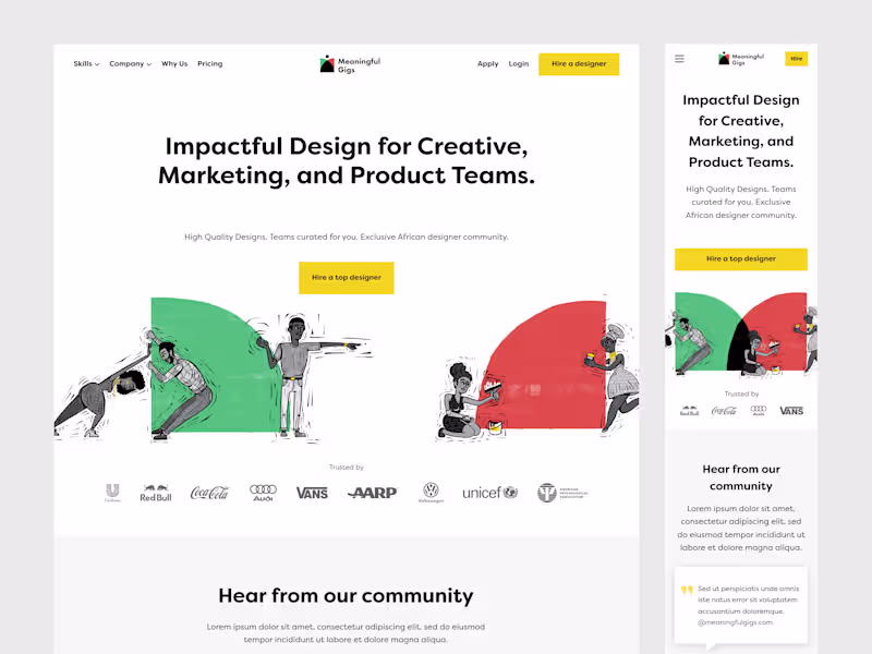 Cover image for Full Web Design for Meaningful Gigs - Talent Sourcing Platform