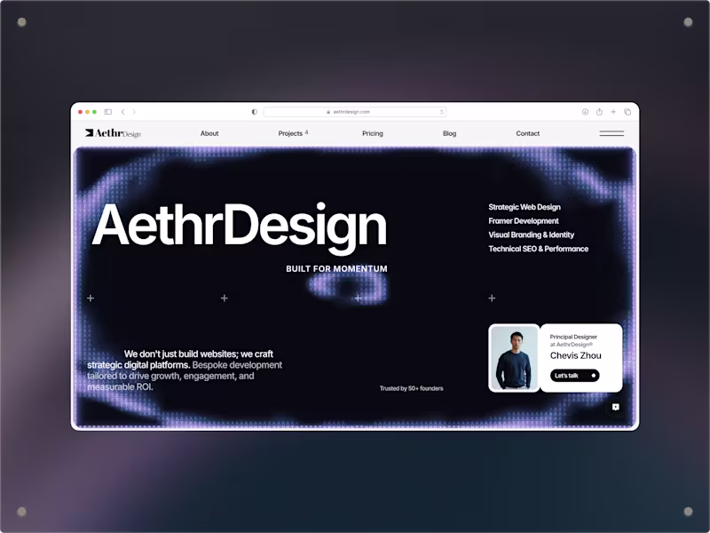 Cover image for AethrDesign Portfolio Website (Framer Dev + Figma Design)