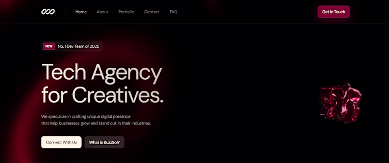 Cover image for Framer Website Development for BuzzSol, a Software Agency