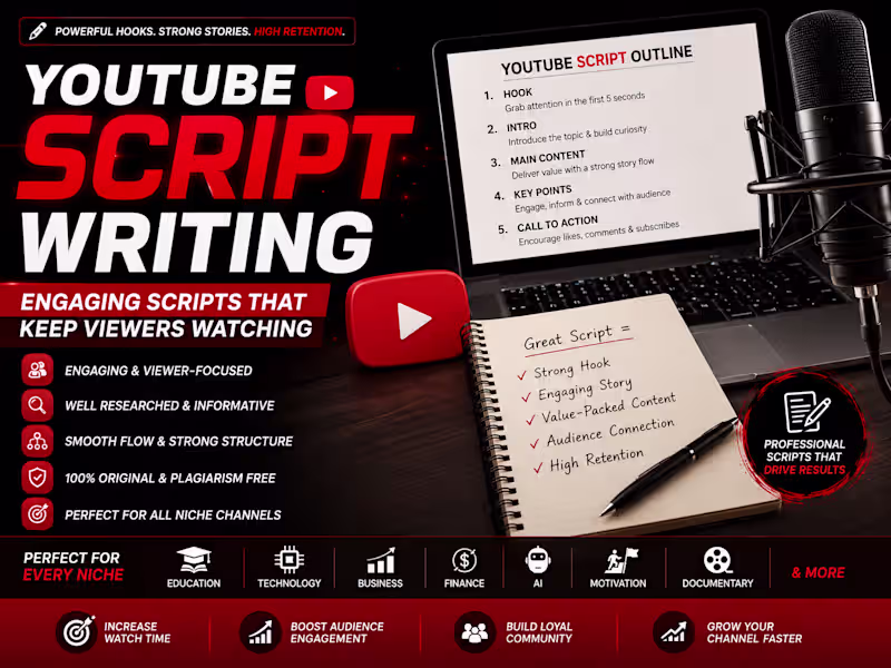 Cover image for YOUTUBE SCRIPT WRITING 