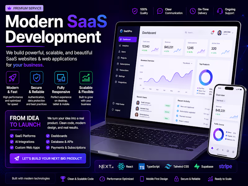 Cover image for I will build a modern SaaS web app for your business