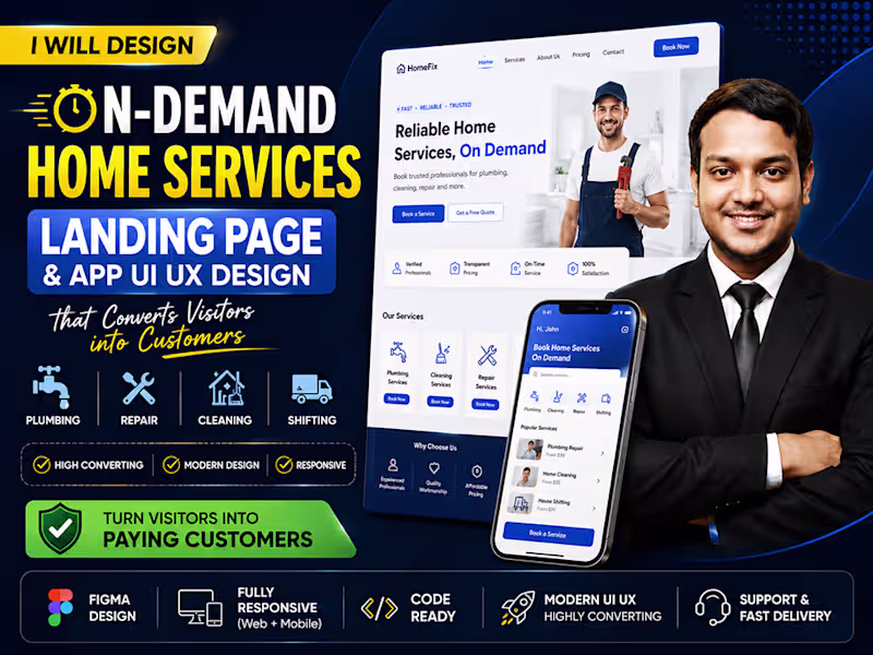 Cover image for Plumbing Website, Plumber Landing Page & Home Services UI UX