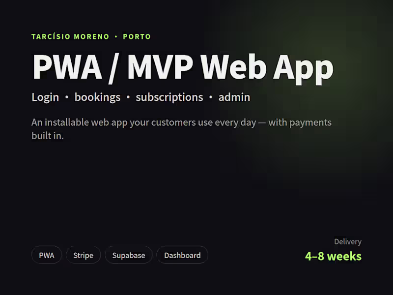 Cover image for PWA / MVP Web App: Bookings, Subscriptions & Admin