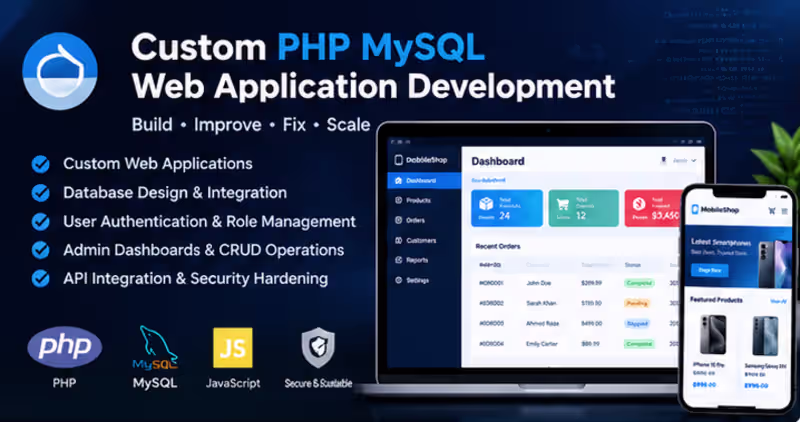 Cover image for Custom PHP MySQL Web Application Development