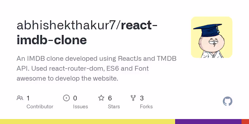 Cover image for IMDB clone developed with ReactJs and TMDB API