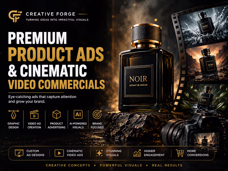Cover image for Premium Product Ad Design & Cinematic Video Commercials