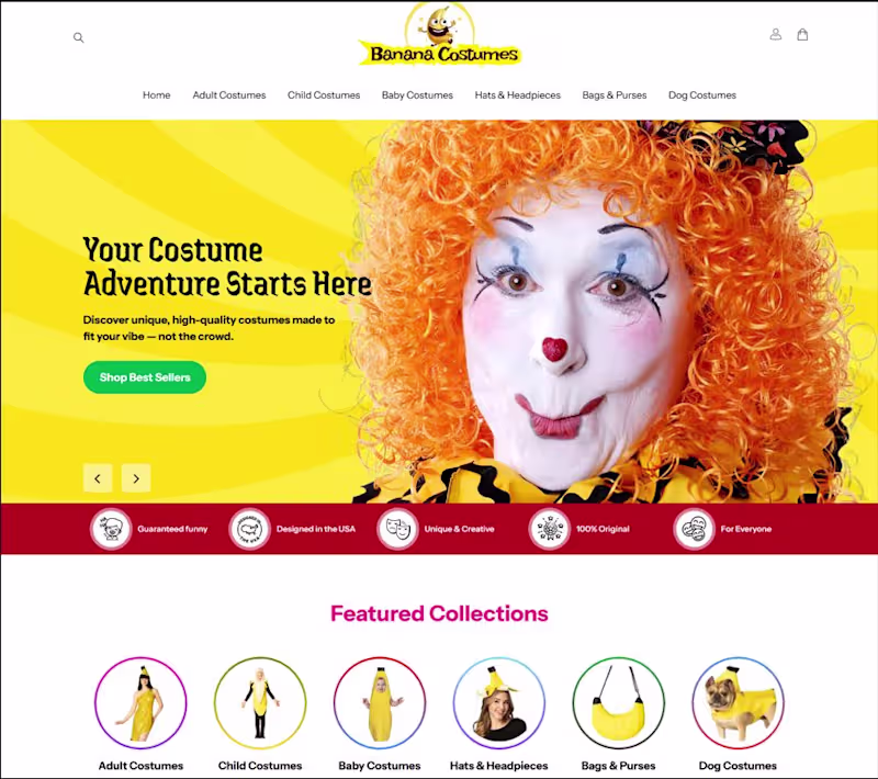 Cover image for Banana Costumes E-Commerce Website Redesign