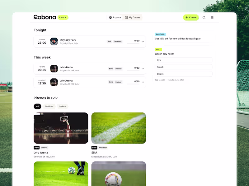 Cover image for Rabona – Pickup football games