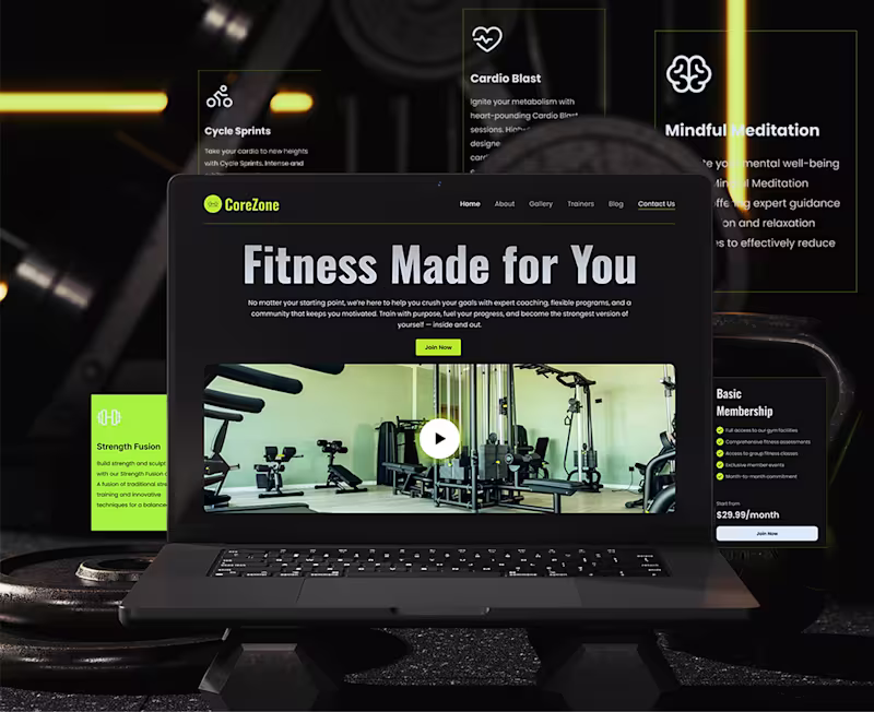 Cover image for Gym & Fitness Website Design | CoreZone
