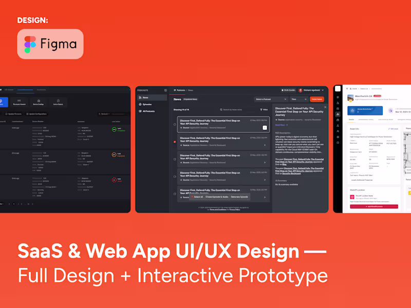 Cover image for SaaS & Web App UI/UX Design Full Design + Interactive Prototype 