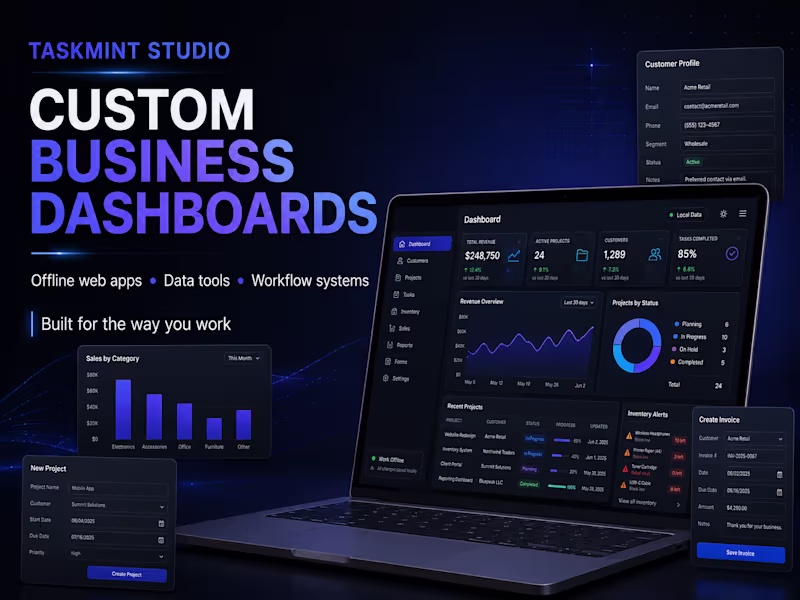Cover image for Custom Business Dashboard or Offline Web App