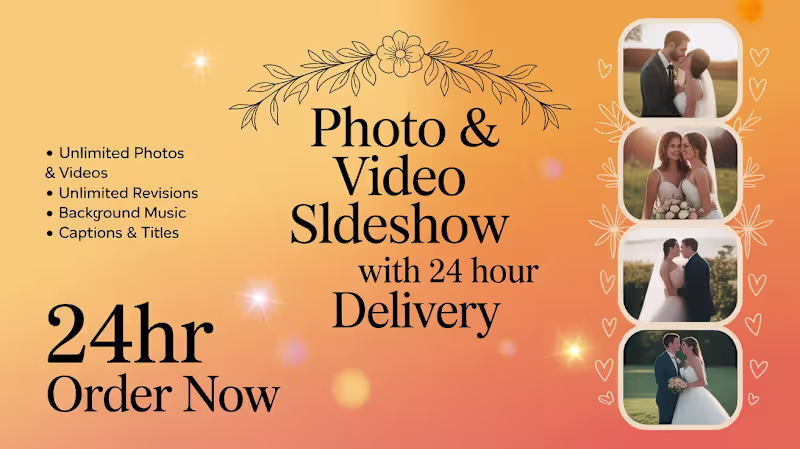 Cover image for stunning photo slideshow video, birthday and memories in 24hrs
