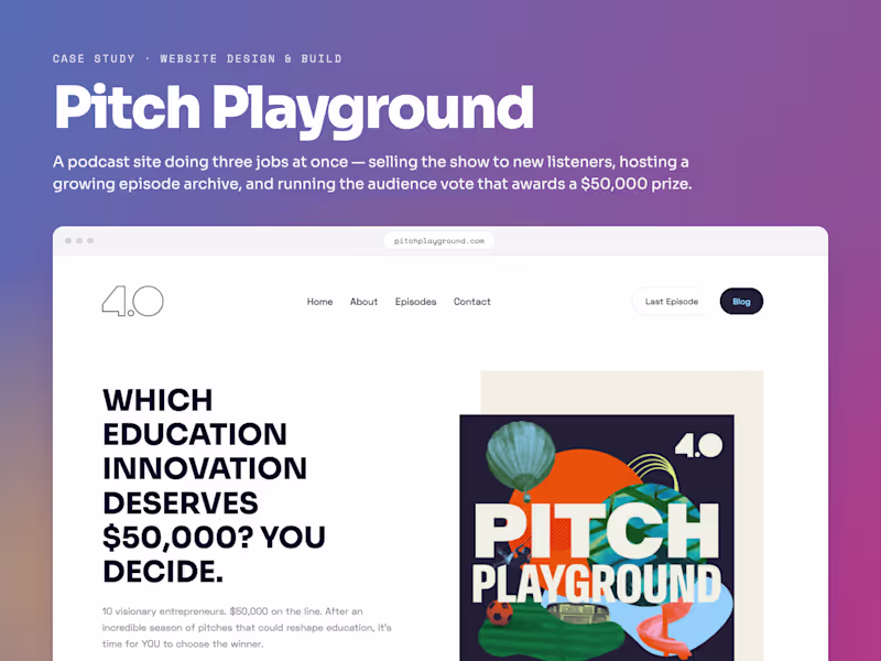 Cover image for Pitch Playground: Podcast & Competition Site in Webflow