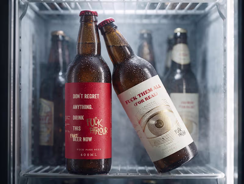 Cover image for Two beer labels designed from