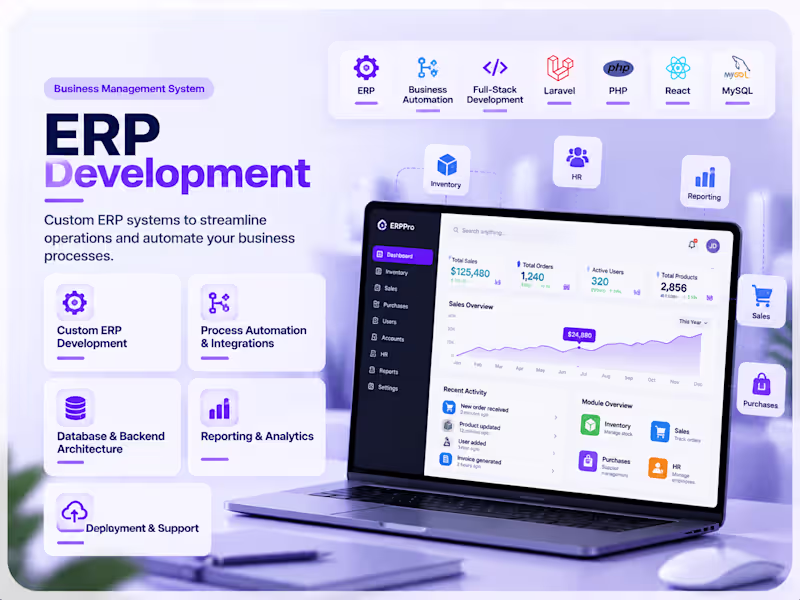 Cover image for  ERP Development | Business Automation & Management System