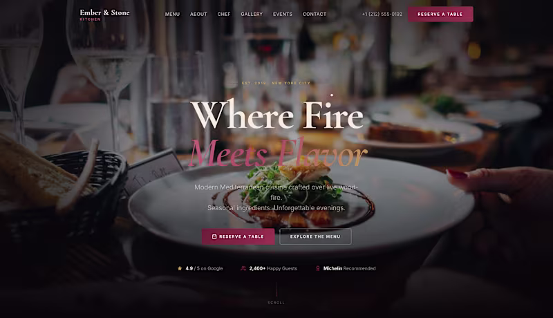 Cover image for Restaurant landing page with menu,