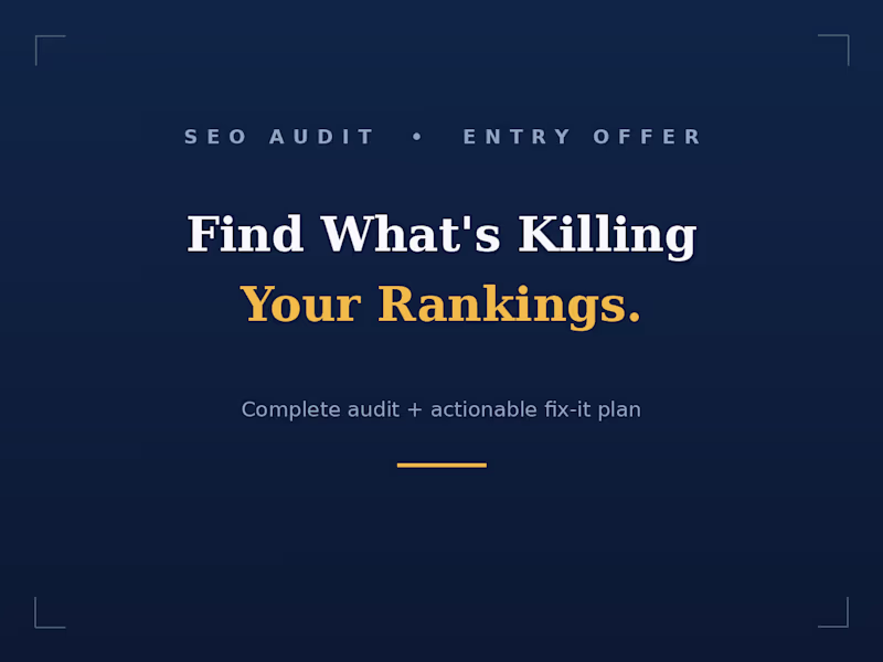 Cover image for SEO Audit: Find What's Killing Your Rankings + Fix Plan